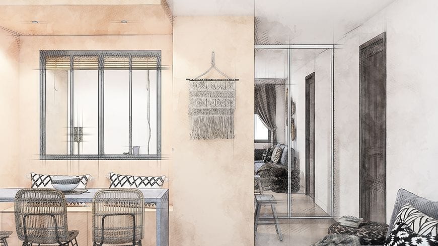 Un salon avec chambre