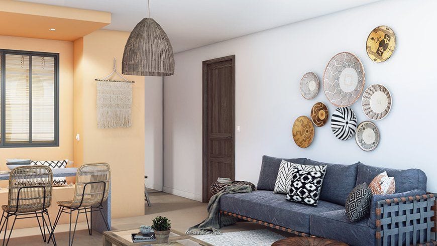 Un salon avec chambre