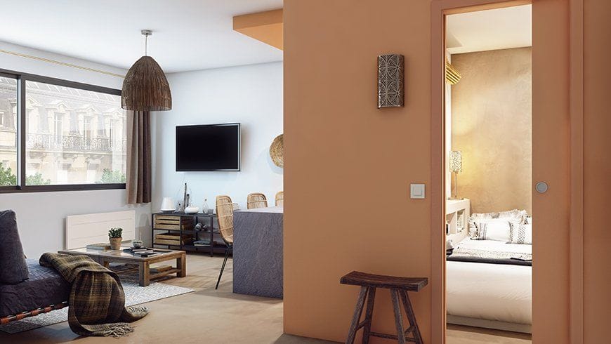 Un salon avec chambre