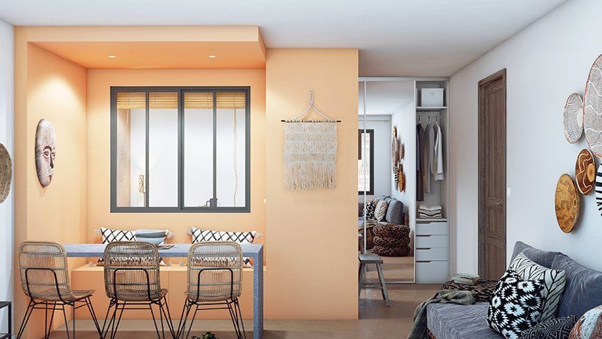 Un salon avec chambre