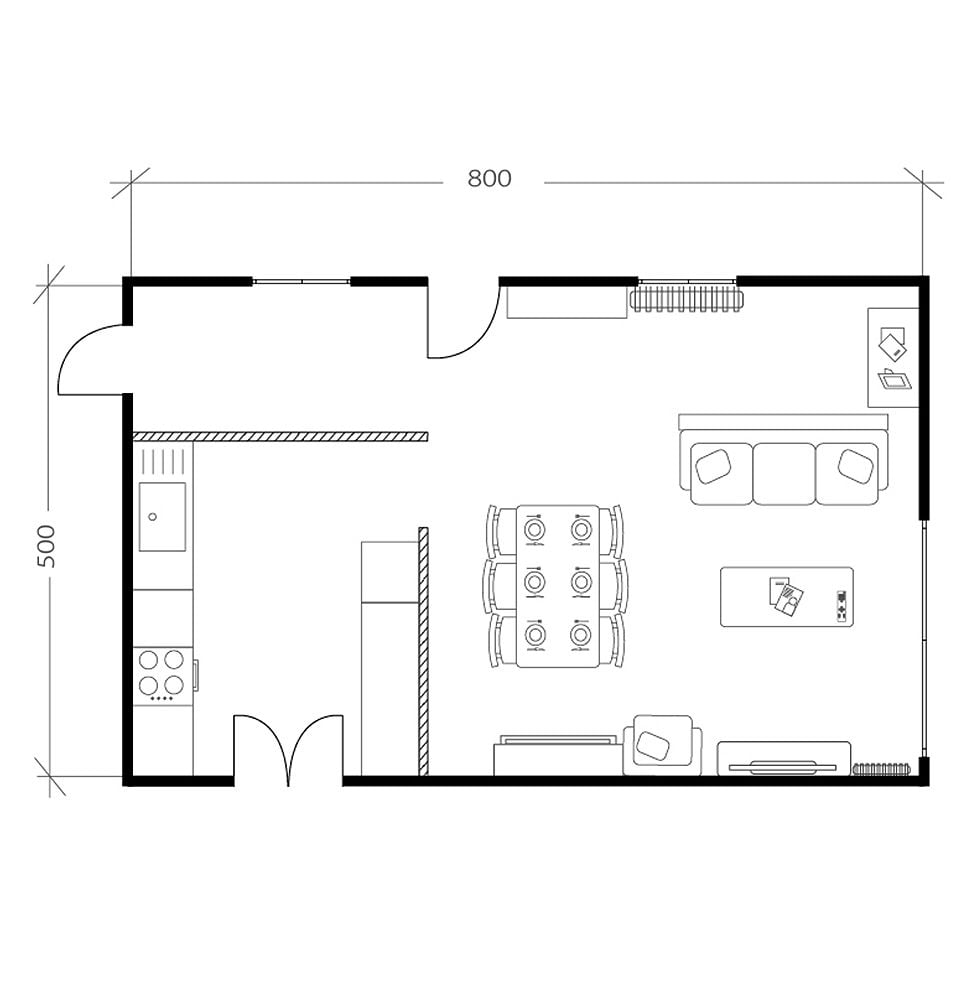 Salon campagne chic, plan après