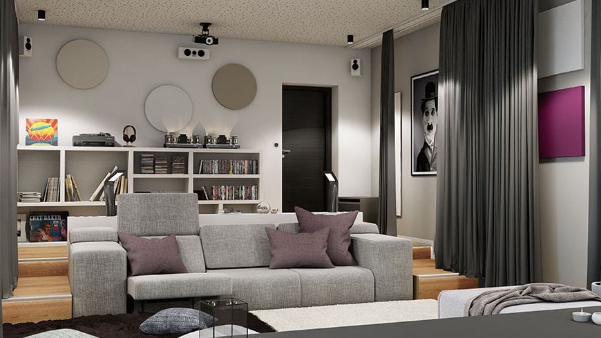 Un salon design home cinéma