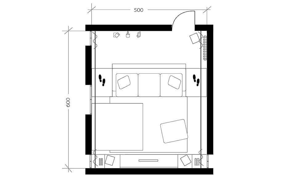 Salon design home cinéma, plan