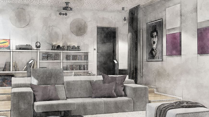 Un salon design home cinéma