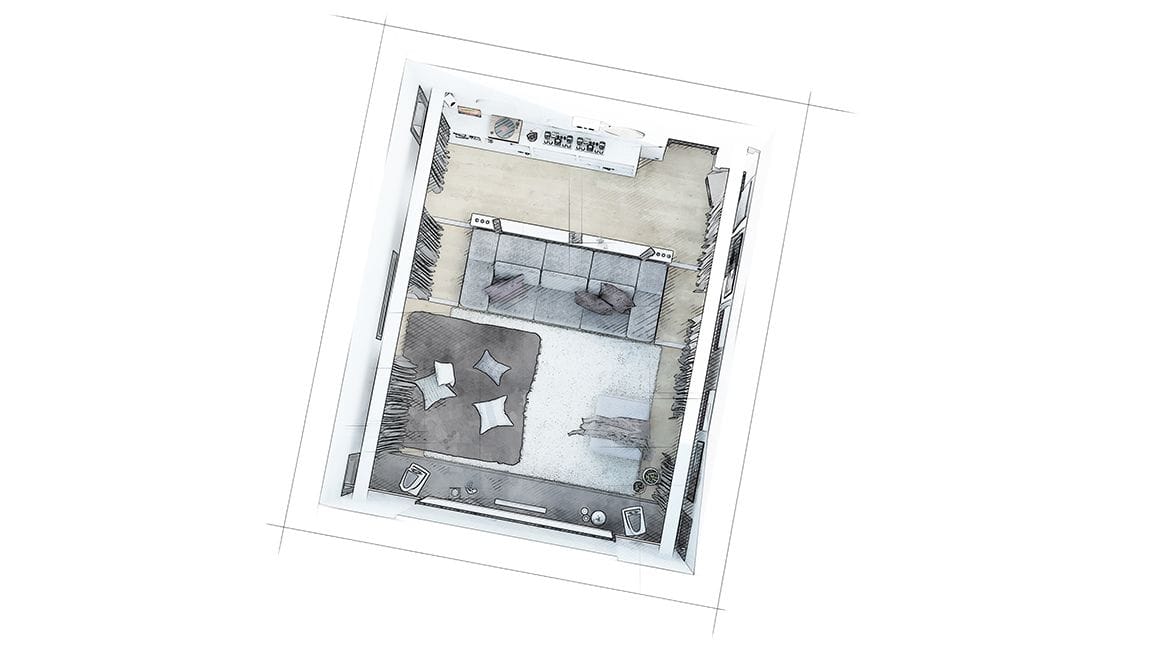 Salon design home cinéma, vue générale