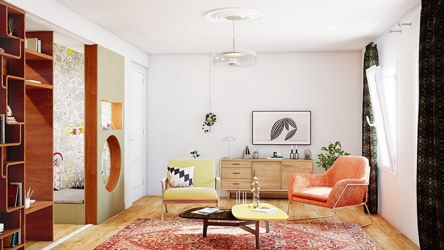 Un salon salle de jeux