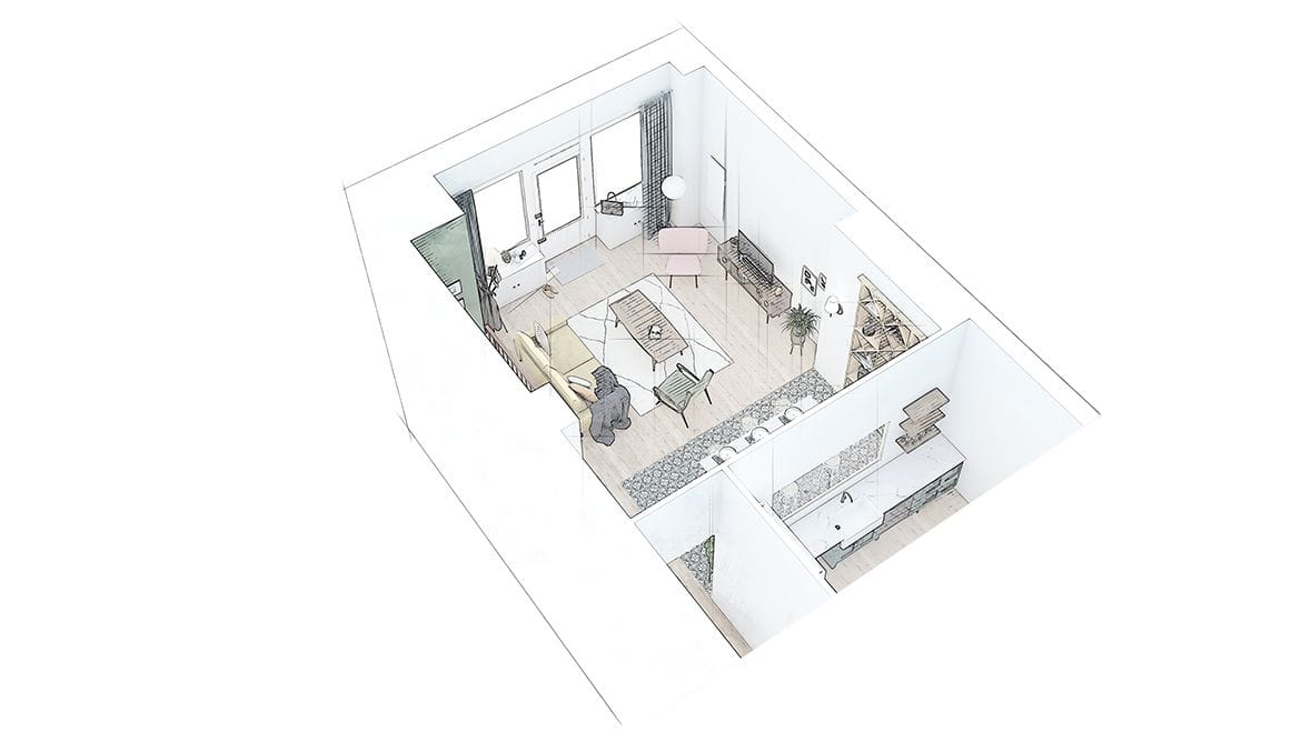 Salon vintage, vue générale