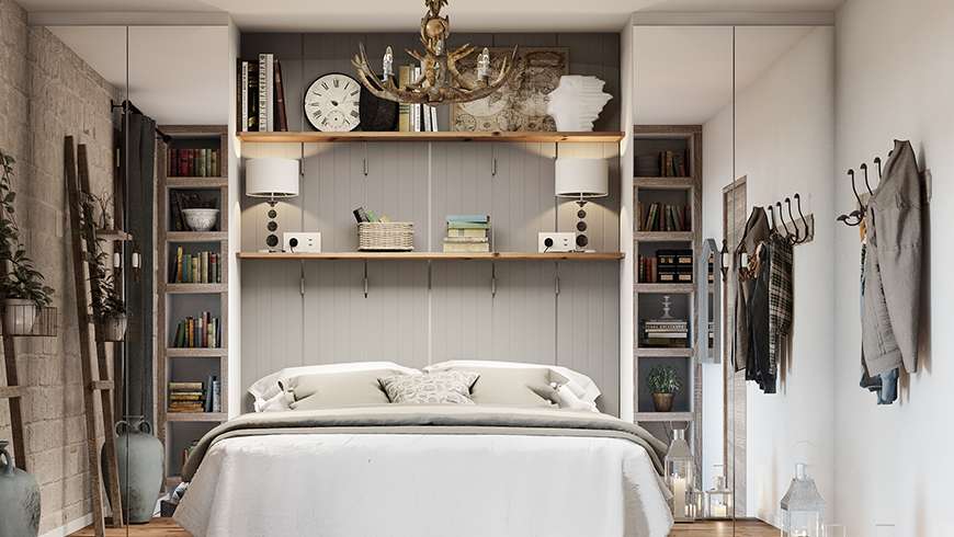 Une chambre d'adulte avec coin lecture