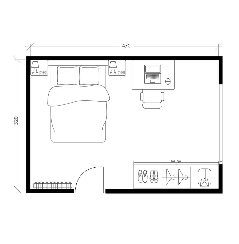 Chambre bureau, plan avant