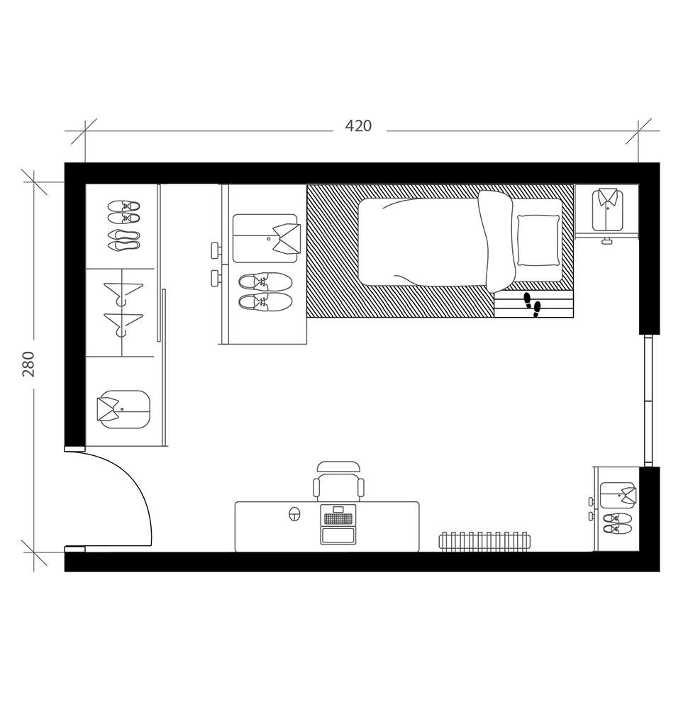 2 chambres en 1, plan avant