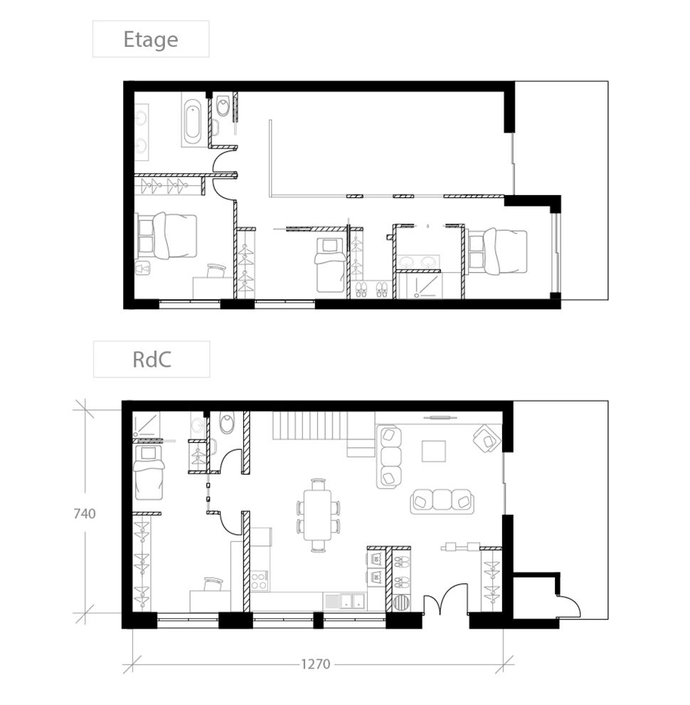 Agrandissement de maison, plan après