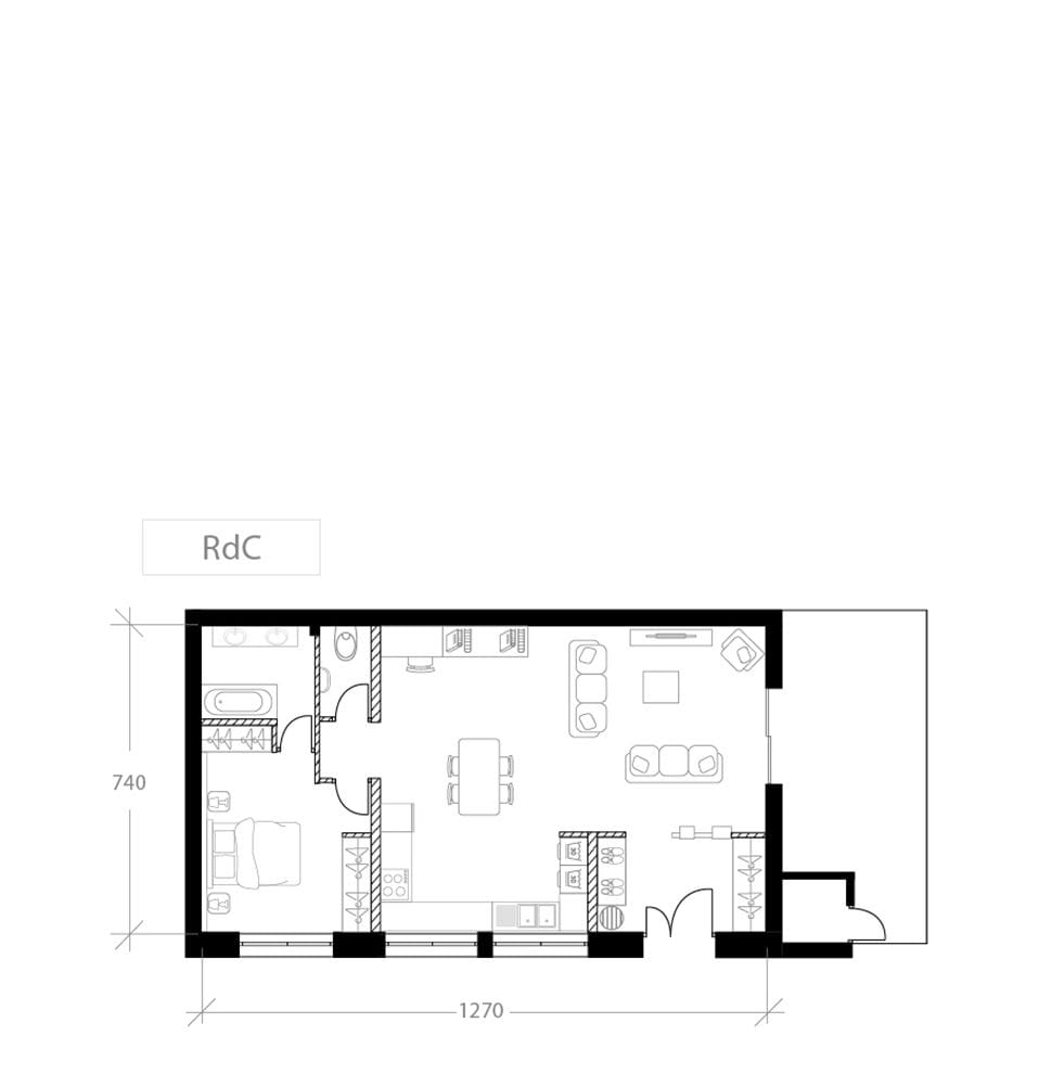 Agrandissement de maison, plan avant