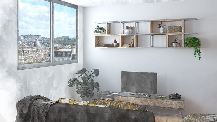 Aménagement de 2 appartements réunis, vue avant