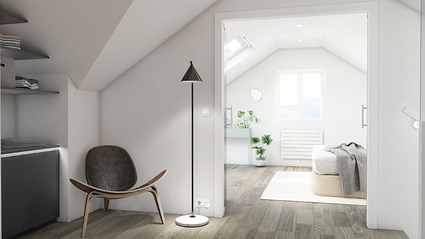 Une chambre moderne sous les toits