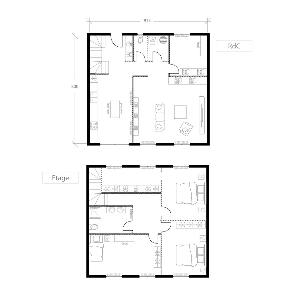 Diviser une maison en 2 appartements, plan avant