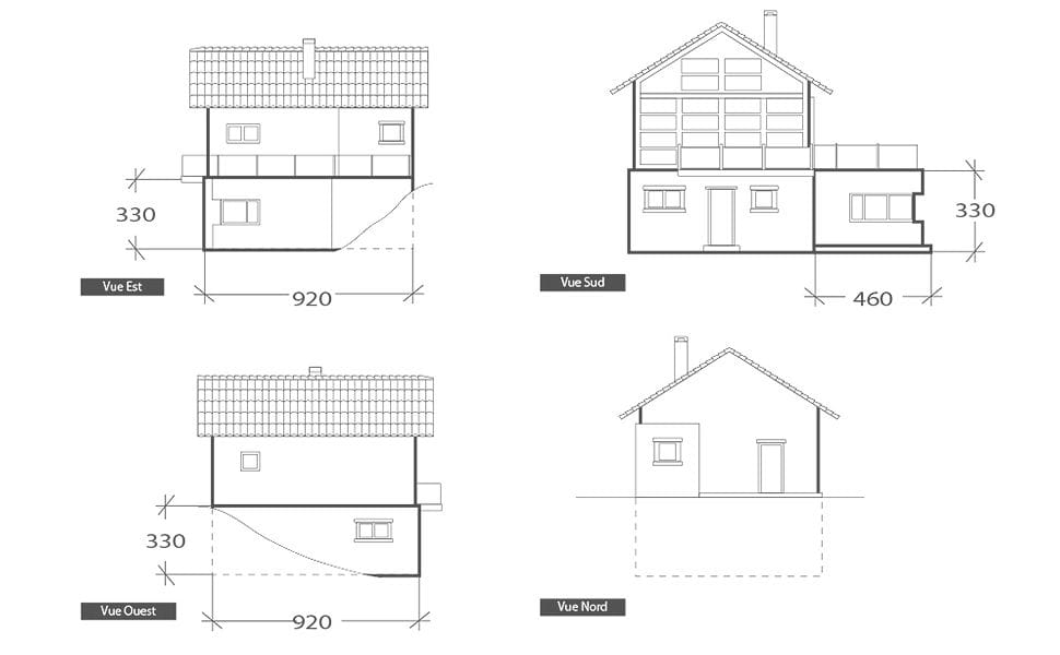 Extension en bois, plan