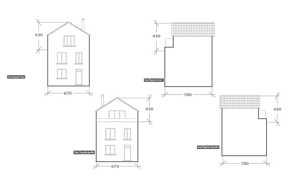 Surélévation de maison, plan
