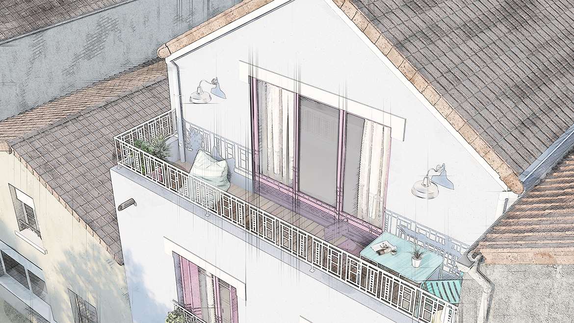 Surélévation de maison, vue générale