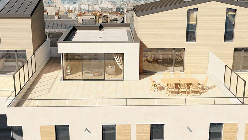 Toit terrasse et véranda, vue avant