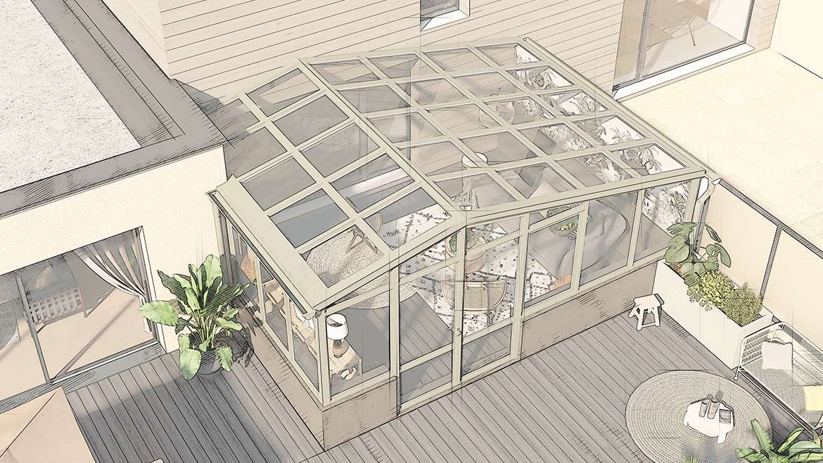 Toit terrasse et véranda, vue générale