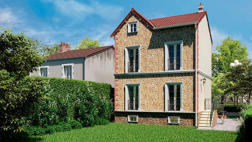 Véranda à toiture plate, vue avant