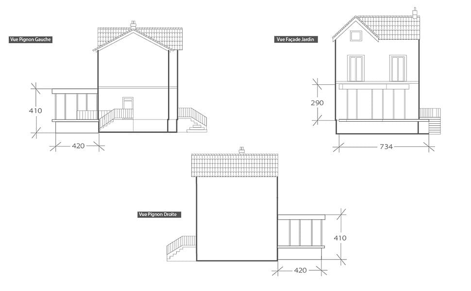 Véranda à toiture plate, plan