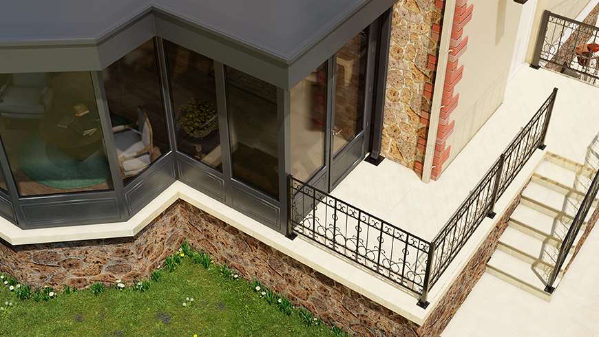 Une véranda à toiture plate