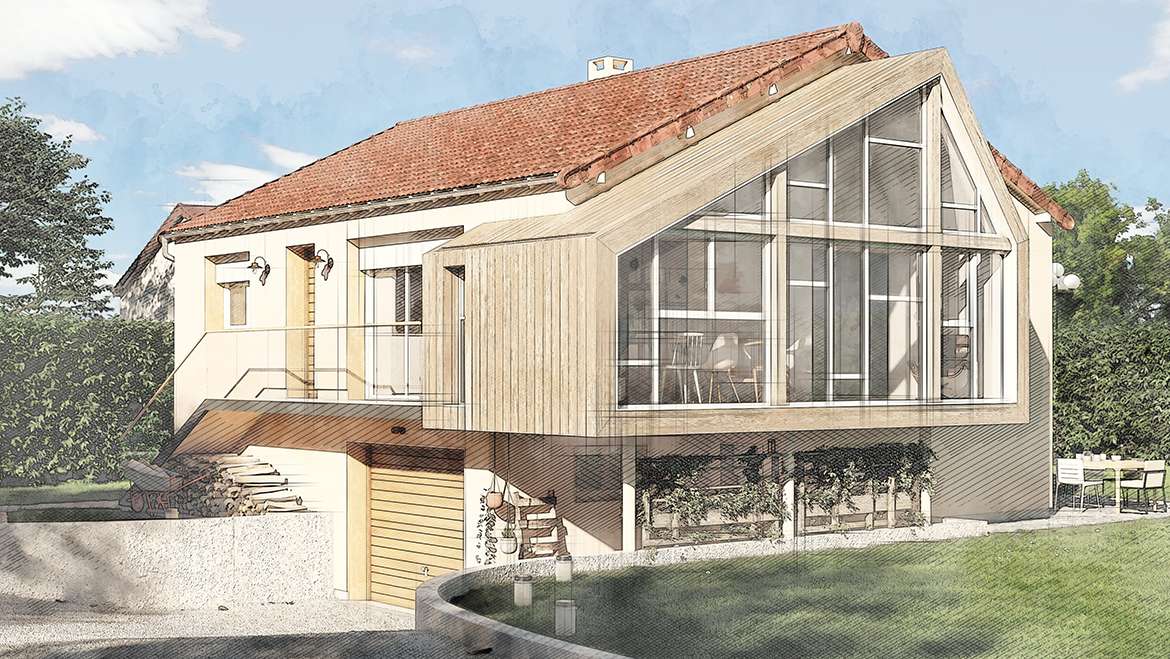 Extension vitrée, vue générale