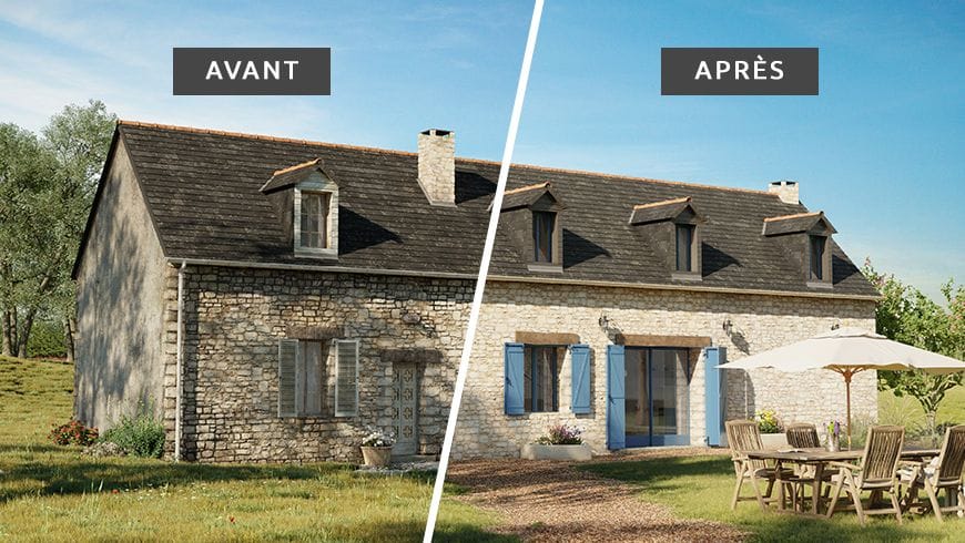 Façade d'une longère normande