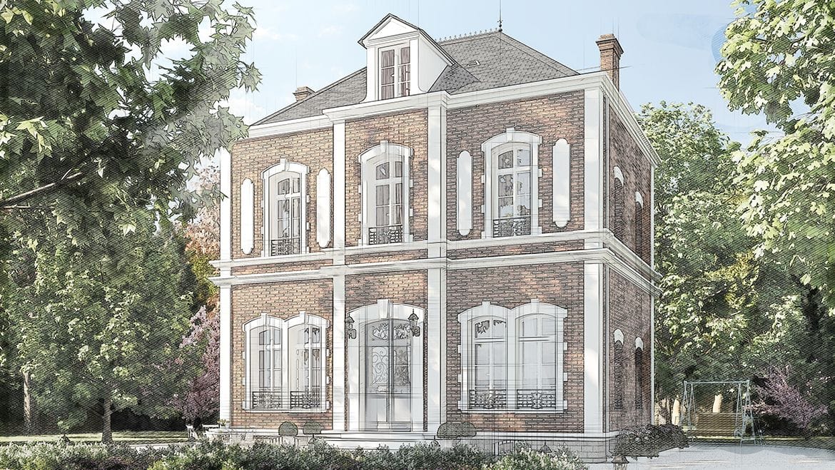 Façade de maison de maître, vue générale