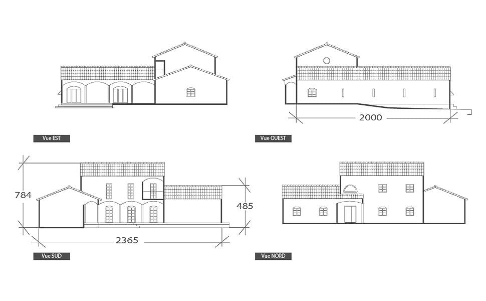 Façade de maison provençale, plan