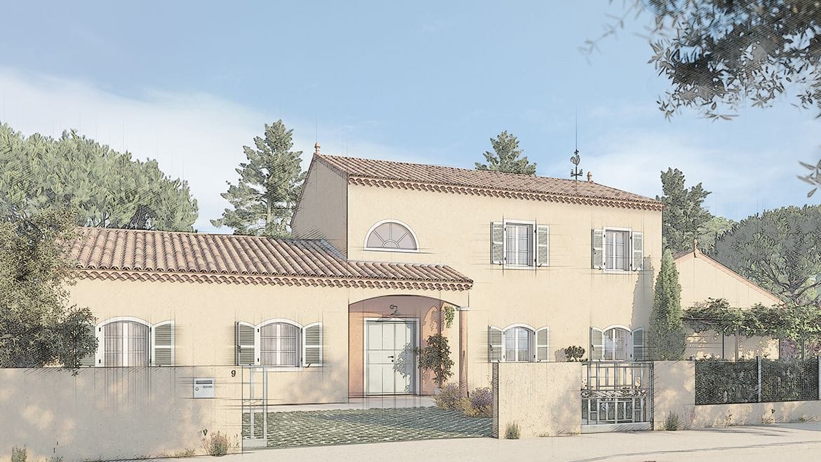 Façade de maison provençale, vue générale