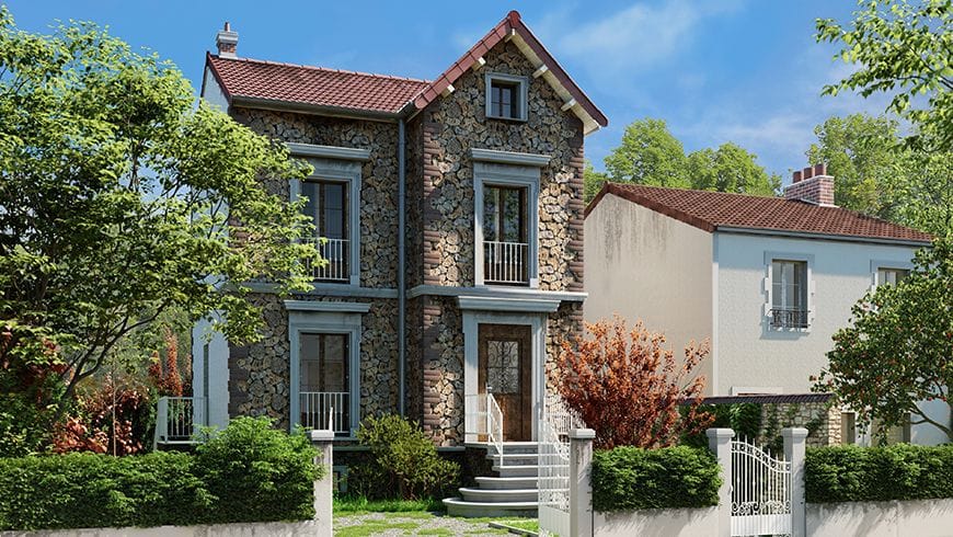 Façade en meulière, avant