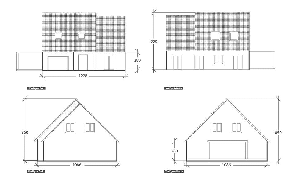 Façade moderne et unique, plan