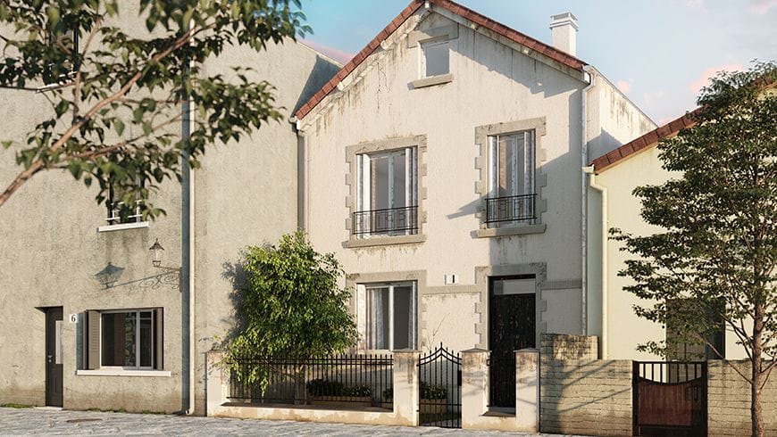 Façade de maison des années 30, vue avant