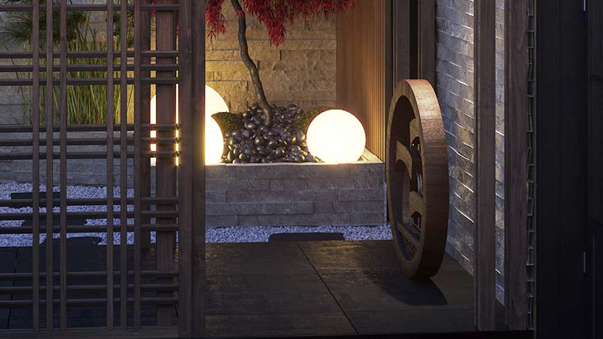 Un jardin zen sur une terrasse