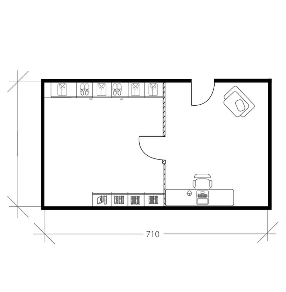 Chambre scandinave sous les toits, plan avant