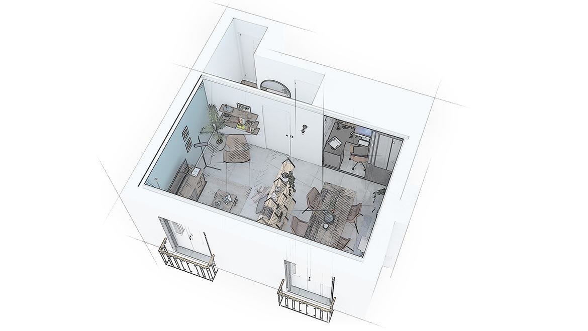 Salon industriel, vue générale