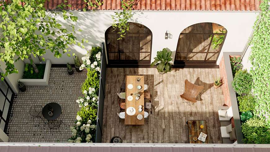 Terrasse style industriel, vue après