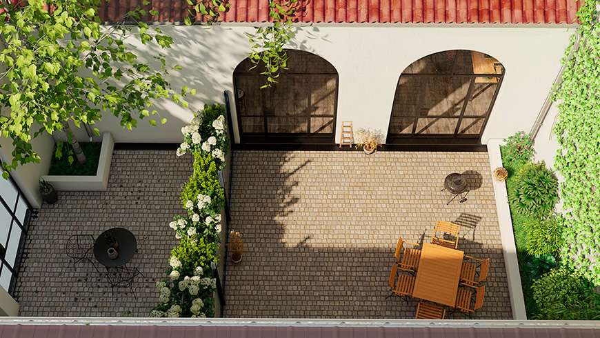 Terrasse style industriel, vue avant