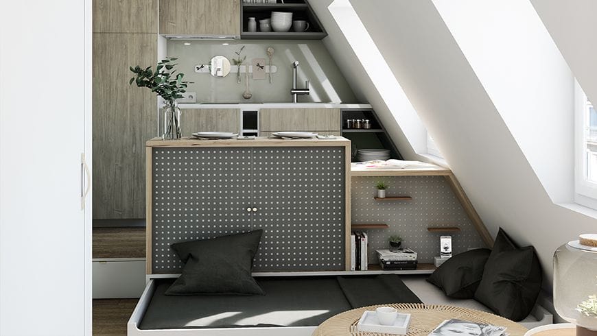 Un aménagement chambre de bonne