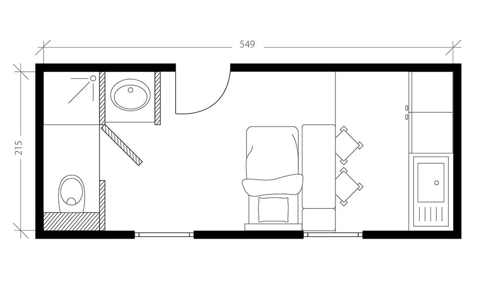 Aménagement chambre de bonne, plan
