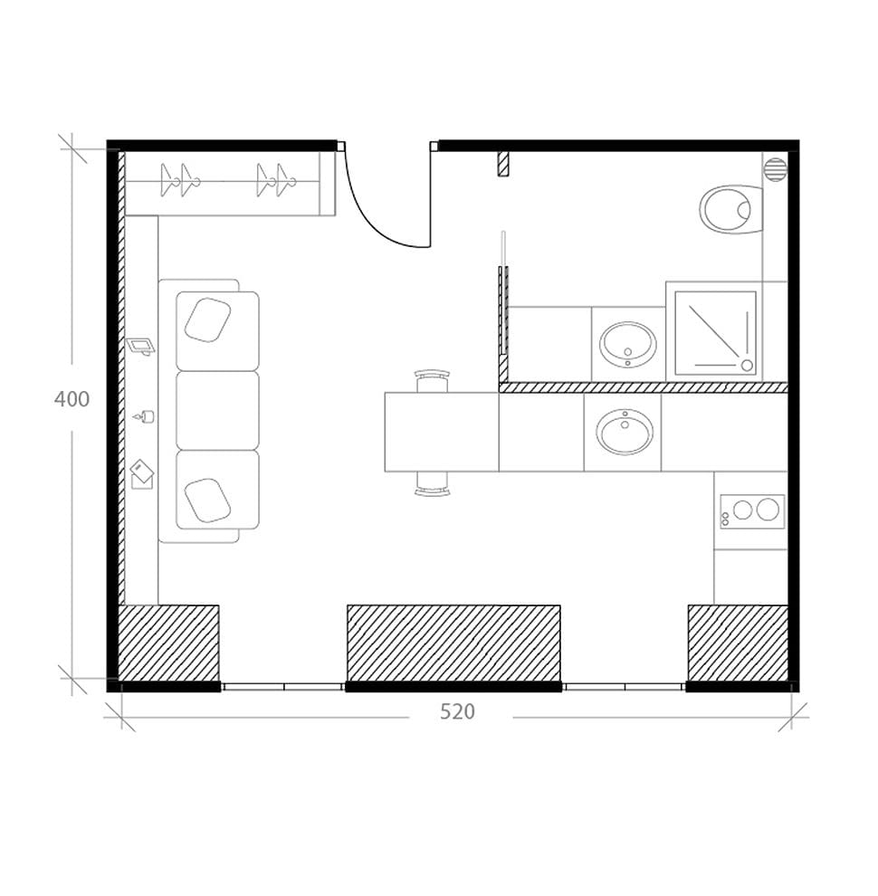 Appartement sous les toits, plan après