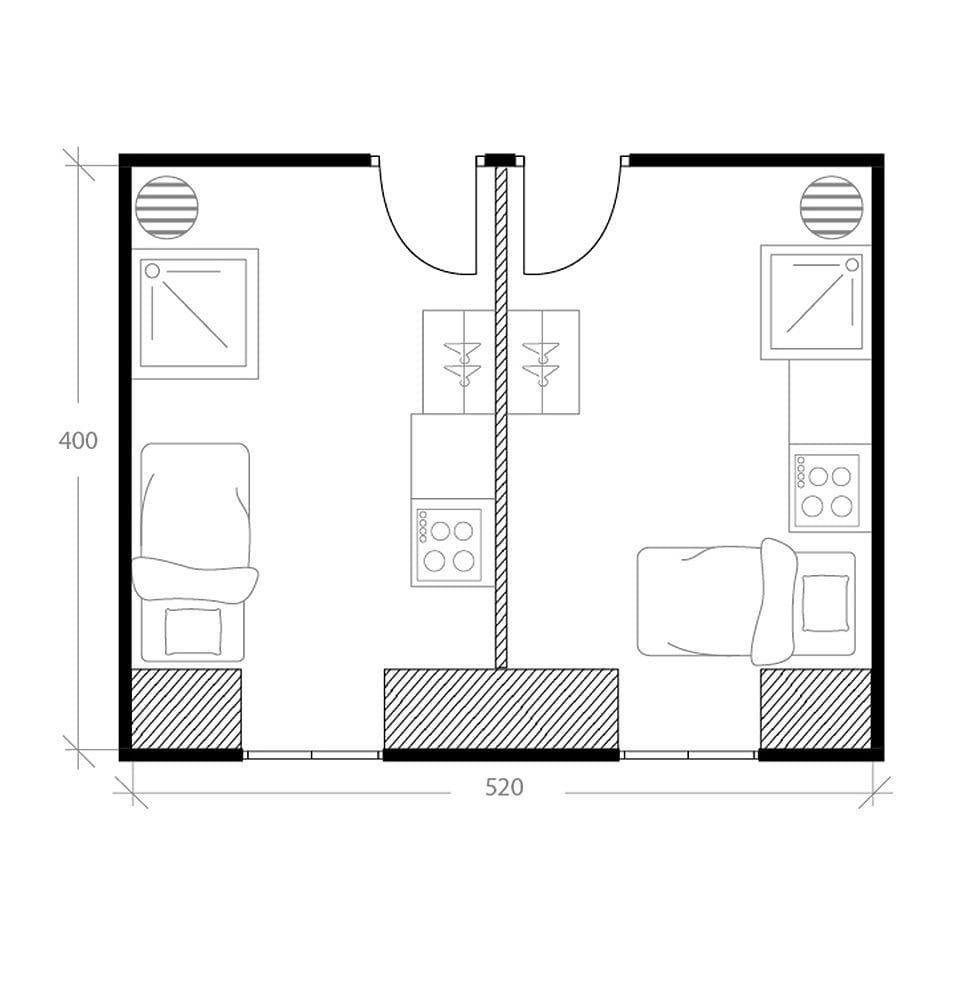 Appartement sous les toits, plan avant