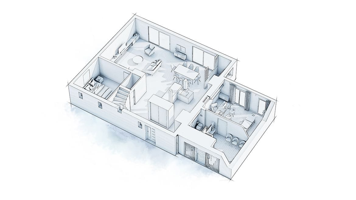 Garage aménagé en local professionnel, vue générale avant