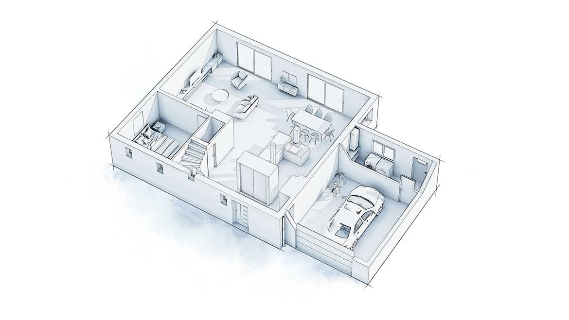 Garage aménagé en local professionnel, vue générale après