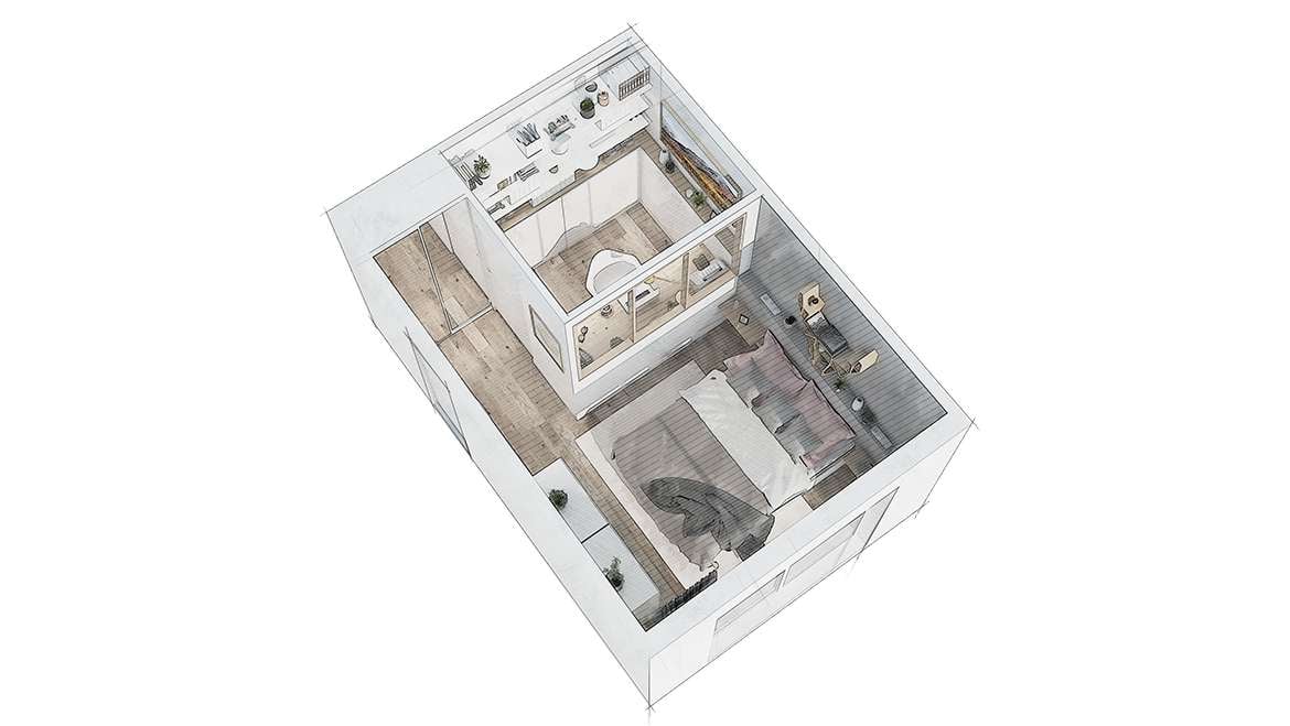 Chambre bureau, vue générale