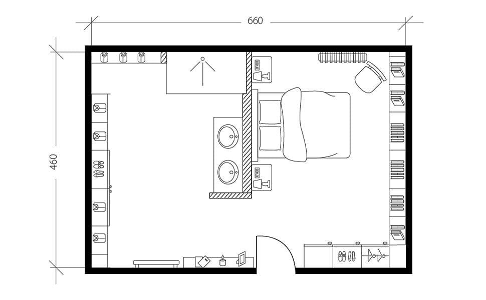 Chambre parentale campagne chic, plan