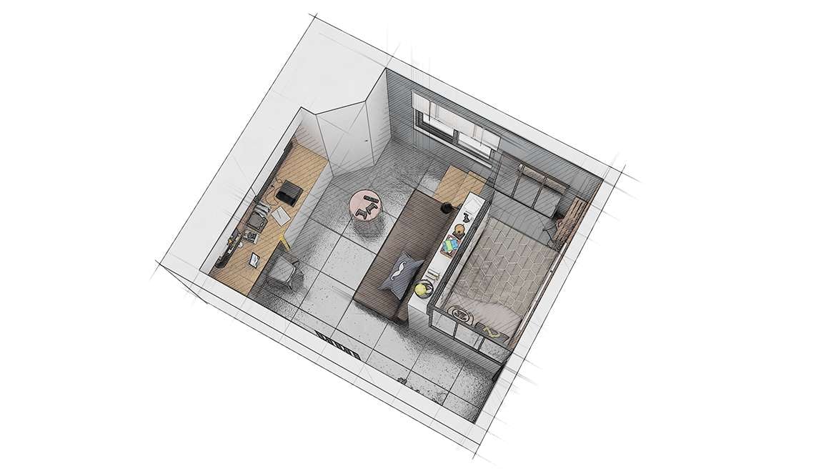 Chambre d'ado, vue générale