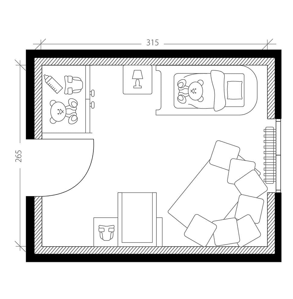 Chambre de bébé, plan après